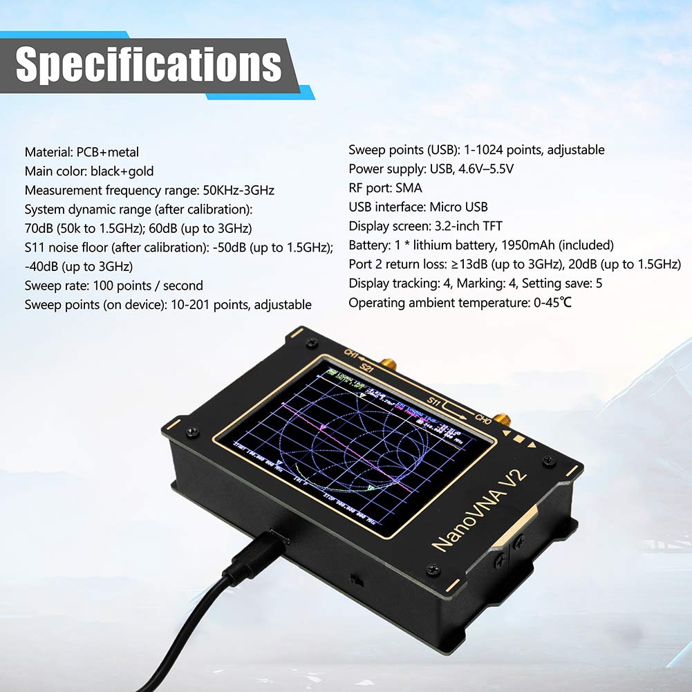 3G Vector Network Analyzer,3.2Inch Large Screen S-A-A-2 NanoVNA V2